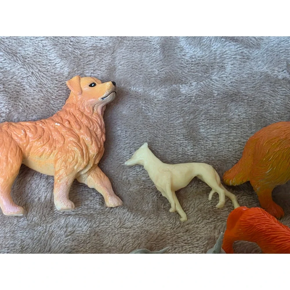 Vintage Plastic Dog Figurines Lot of 7 Golden Retriever Collie Greyhound Toys